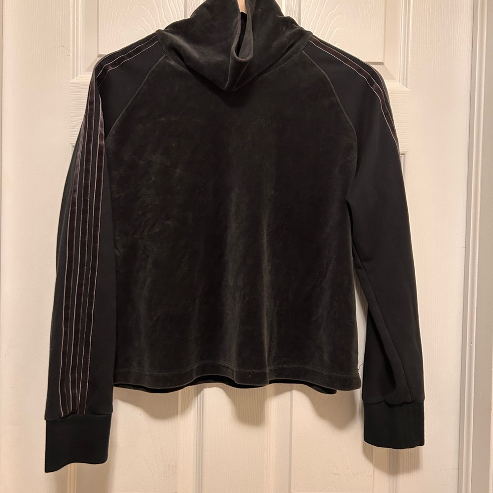 Adidas black crop, velour turtleneck, size large.